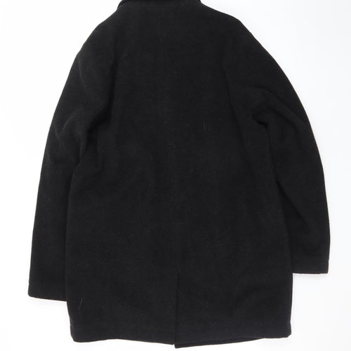 Next Men's Black Wool Cashmere Blend Mid-Length Overcoat M