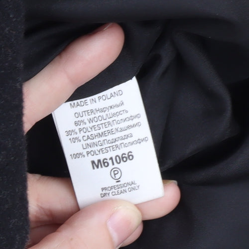 Next Men's Black Wool Cashmere Blend Mid-Length Overcoat M