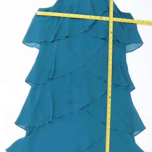 S.L. Fashions Women’s Blue Chiffon Layered Shift Dress Size 12