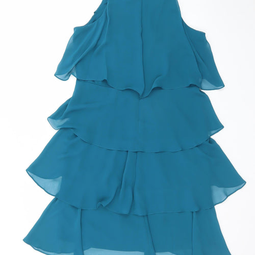 S.L. Fashions Women’s Blue Chiffon Layered Shift Dress Size 12
