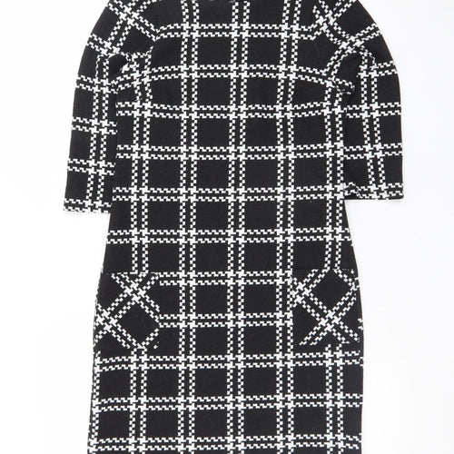 New Look Women Black Check Bodycon Dress Size 6