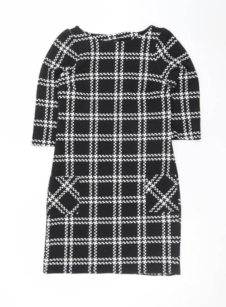 New Look Women Black Check Bodycon Dress Size 6