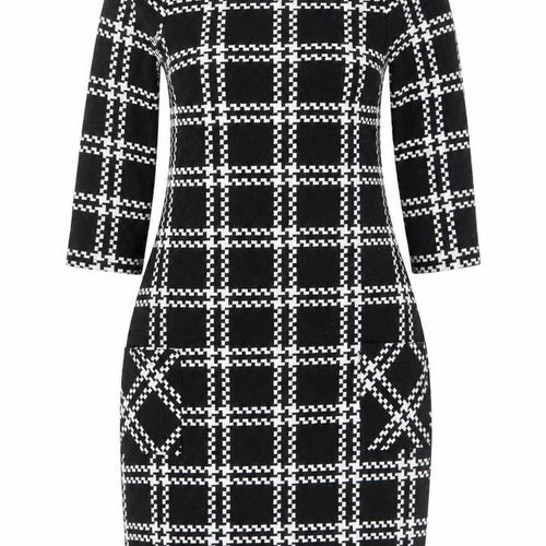New Look Women Black Check Bodycon Dress Size 6