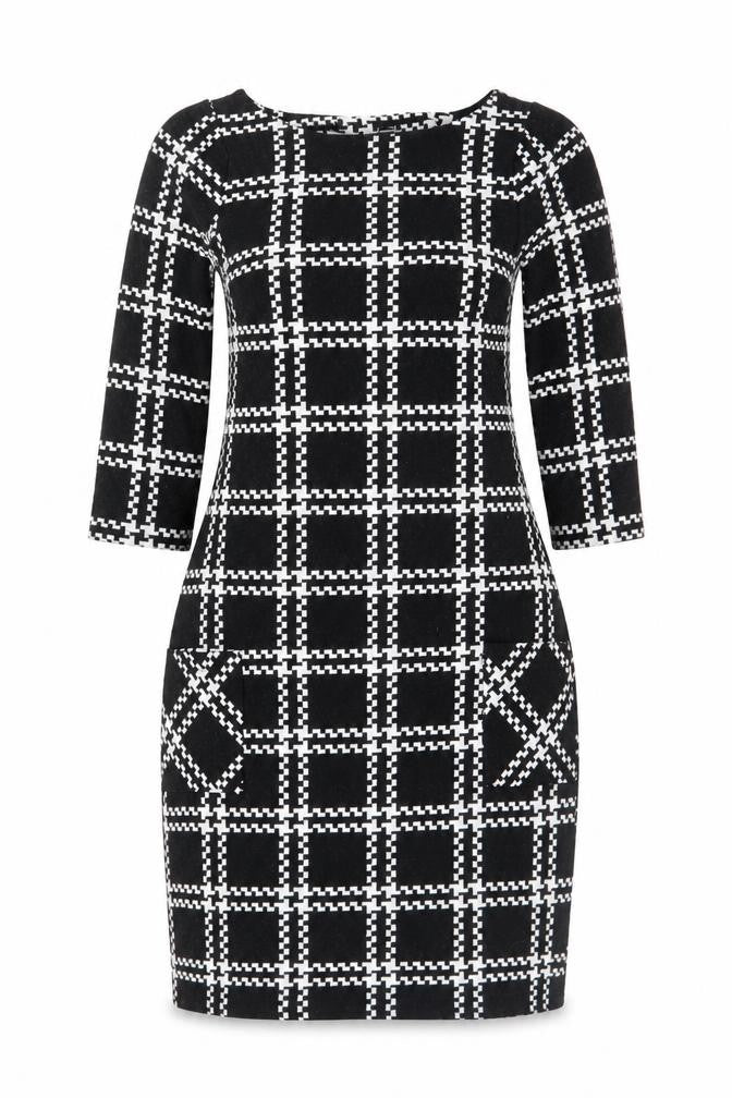 New Look Women Black Check Bodycon Dress Size 6
