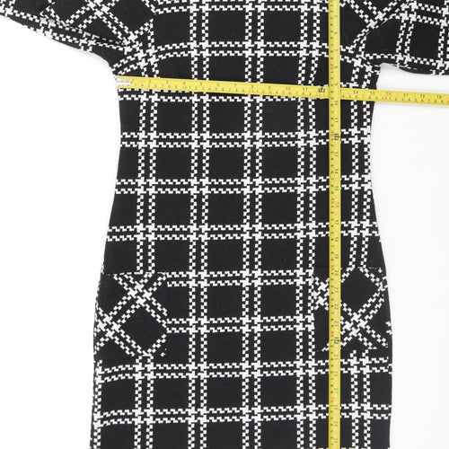 New Look Women Black Check Bodycon Dress Size 6