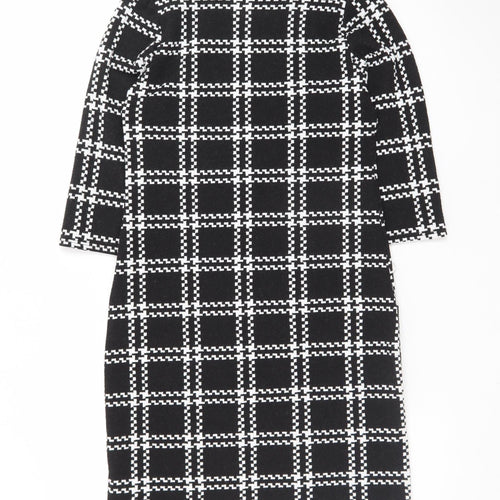 New Look Women Black Check Bodycon Dress Size 6