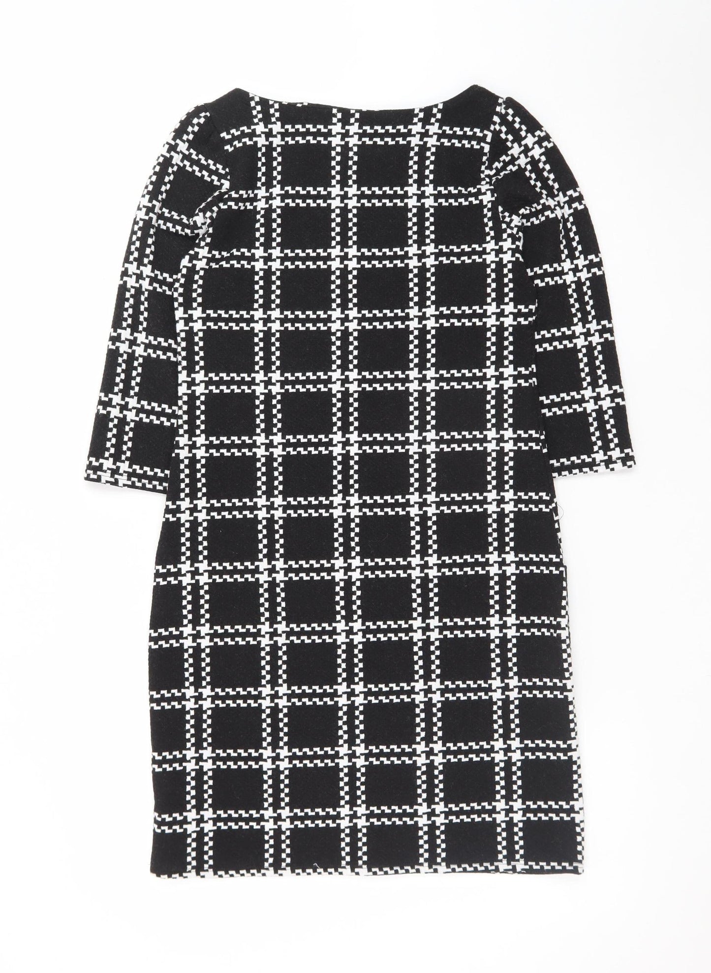 New Look Women Black Check Bodycon Dress Size 6