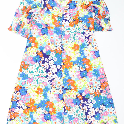 Studio Women’s Multicoloured Floral A-Line Puff Sleeve Dress Size 16