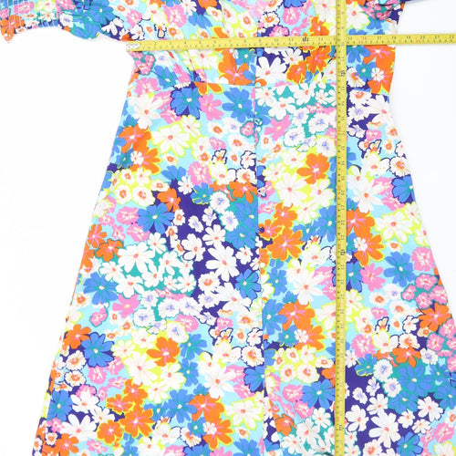 Studio Women’s Multicoloured Floral A-Line Puff Sleeve Dress Size 16