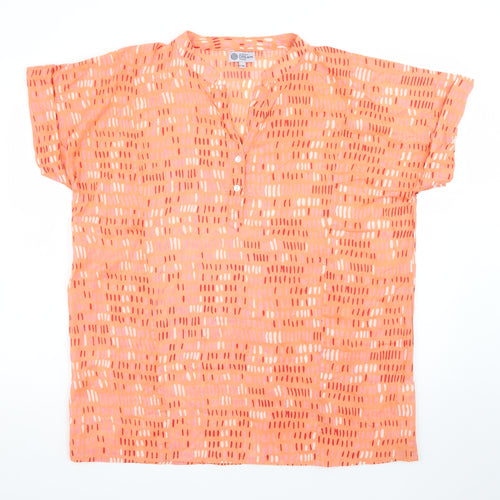 Dream Apparel Women Orange Cotton Tunic Blouse L Short Sleeve Boho