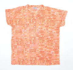 Dream Apparel Women Orange Cotton Tunic Blouse L Short Sleeve Boho