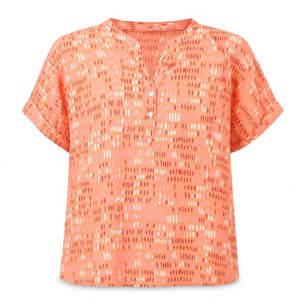 Dream Apparel Women Orange Cotton Tunic Blouse L Short Sleeve Boho