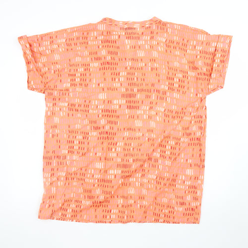 Dream Apparel Women Orange Cotton Tunic Blouse L Short Sleeve Boho