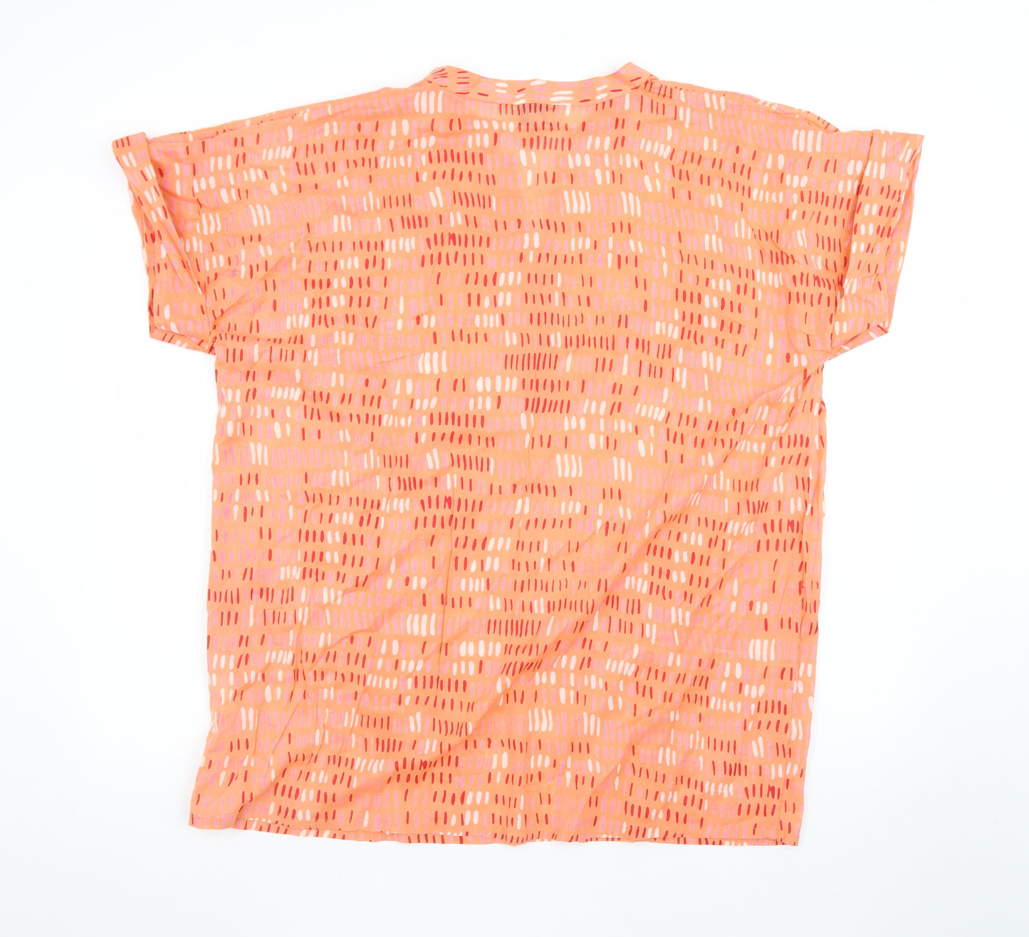 Dream Apparel Women Orange Cotton Tunic Blouse L Short Sleeve Boho