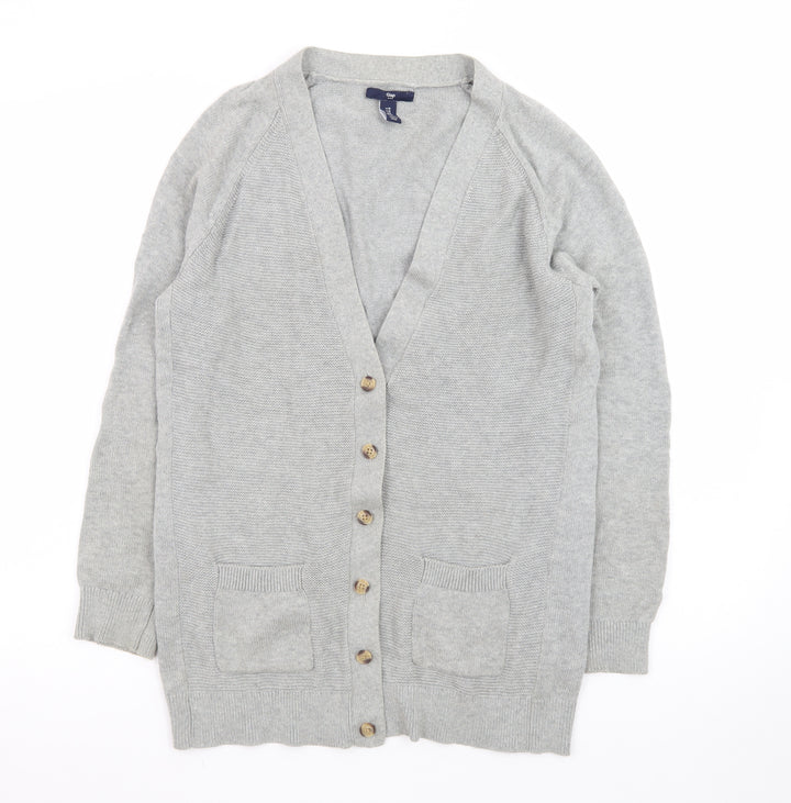 Gap Mens Grey Cotton Wool Cardigan M Long Sleeve V-Neck Knit