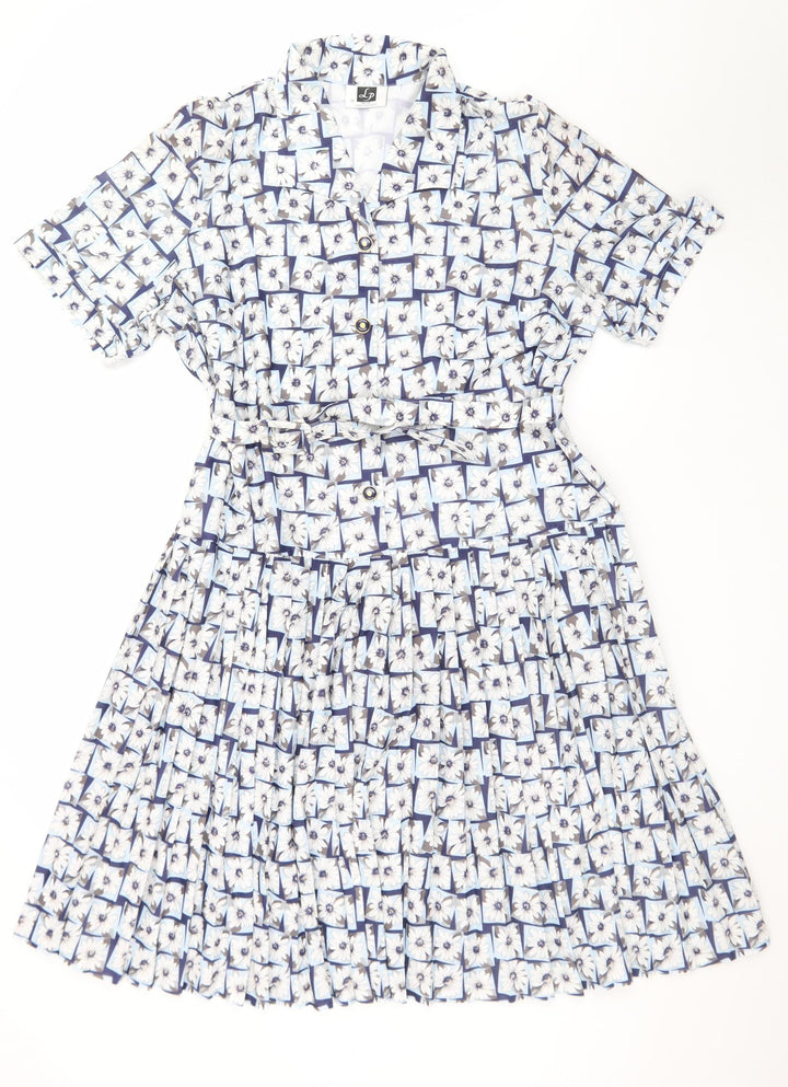 LP Petite Blue Floral Collared Shirt Dress Size 20 Women’s Vintage