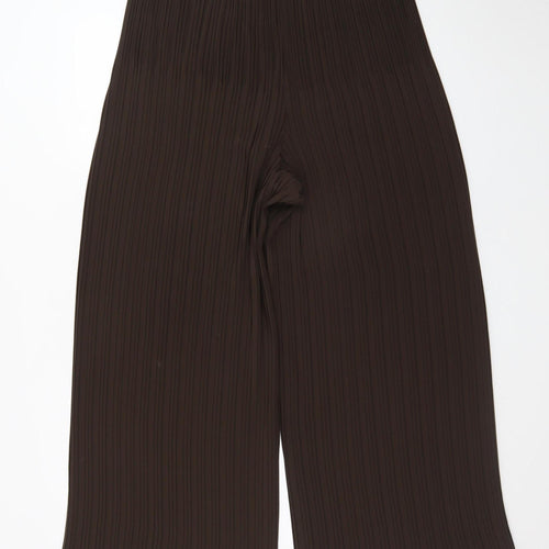 G.C. Collection Women Brown Size 16 Pleated Wide-Leg Trousers