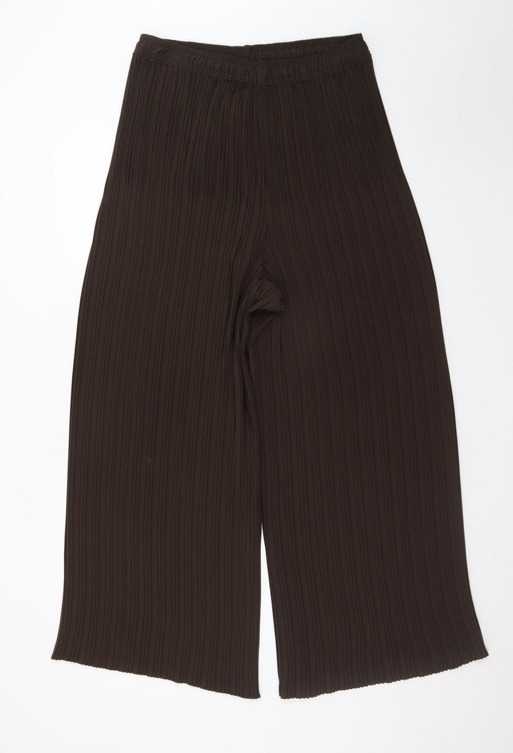 G.C. Collection Women Brown Size 16 Pleated Wide-Leg Trousers
