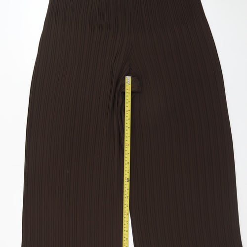 G.C. Collection Women Brown Size 16 Pleated Wide-Leg Trousers