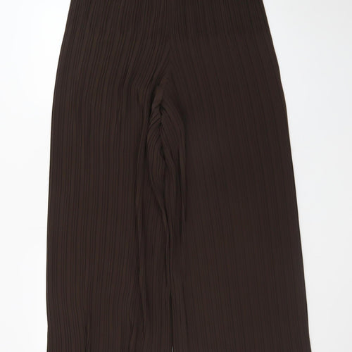 G.C. Collection Women Brown Size 16 Pleated Wide-Leg Trousers