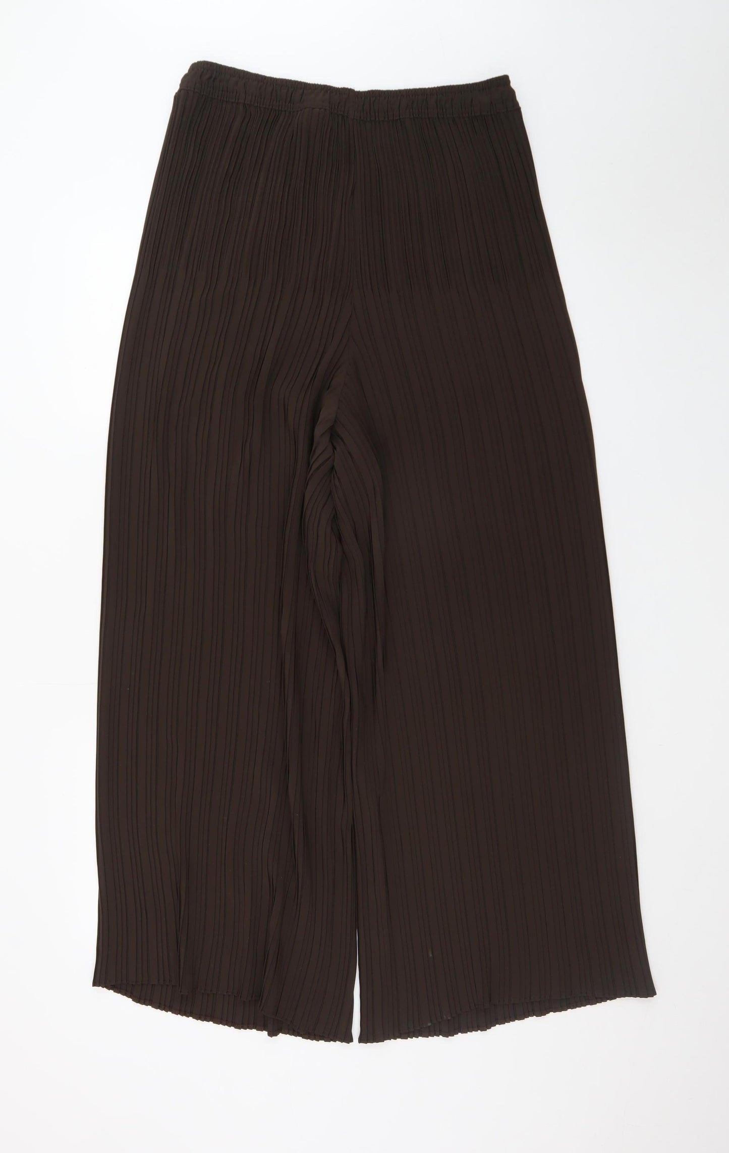 G.C. Collection Women Brown Size 16 Pleated Wide-Leg Trousers