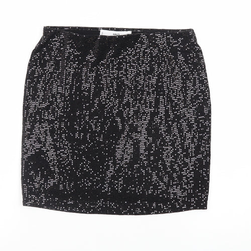 MNG Women’s Black Sequin Short Pencil Skirt XS Party Stretch
