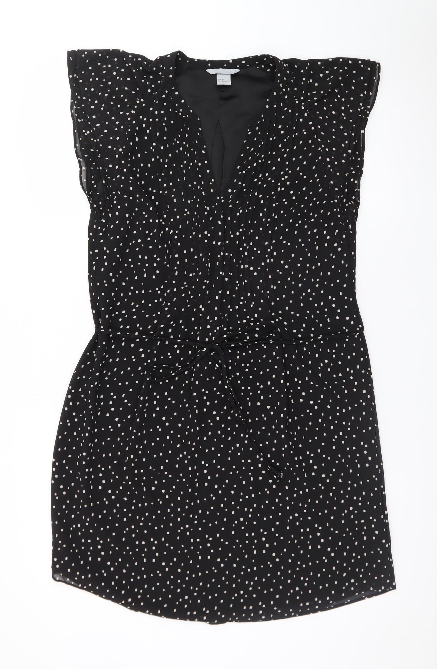 H&M Women's Black Polka Dot Shift Dress Size 8 Short Length