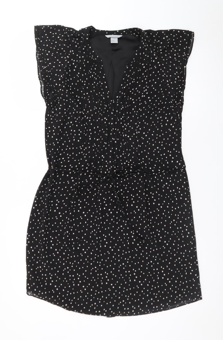H&M Women's Black Polka Dot Shift Dress Size 8 Short Length