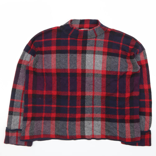 Warehouse Women’s Red Checked Wool Blend Pullover Jumper Size 8