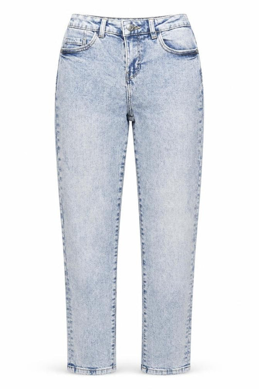 Front view of George Women’s Blue Acid Wash High Rise Mom Jeans, size UK 10
