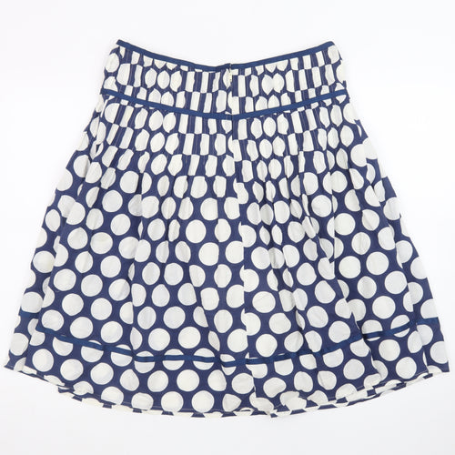 New Look Women's Blue Polka Dot A-Line Pleated Cotton Skirt Size 8