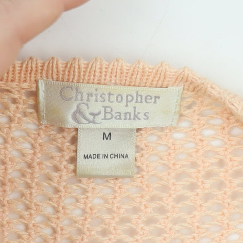 Christopher & Banks Women's Pink Knit Tie Front Cardigan M