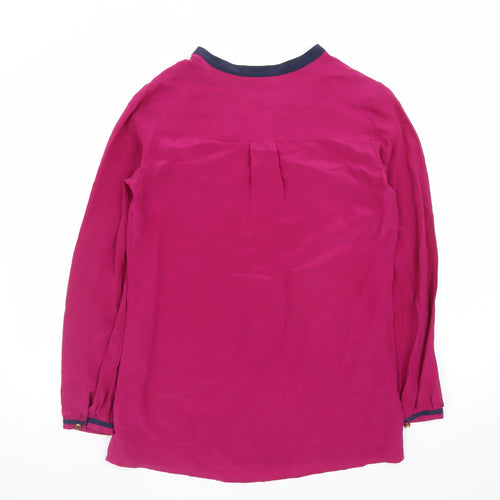 Tory Burch Womens Pink Long Sleeve Silk Polo Top Size S