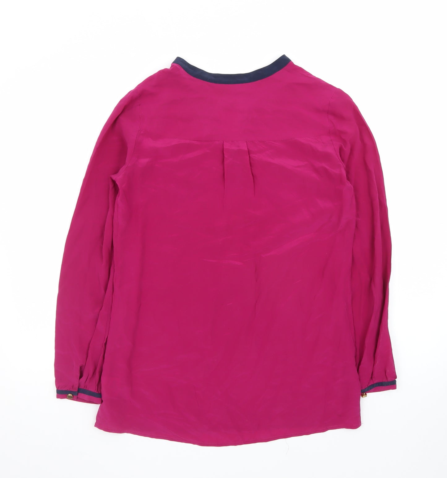 Tory Burch Womens Pink Long Sleeve Silk Polo Top Size S