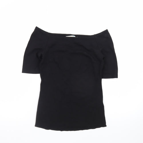 Boden Women's Black Off Shoulder Stretch Cotton Blouse UK 8