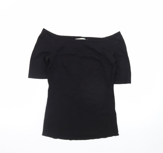 Boden Women's Black Off Shoulder Stretch Cotton Blouse UK 8