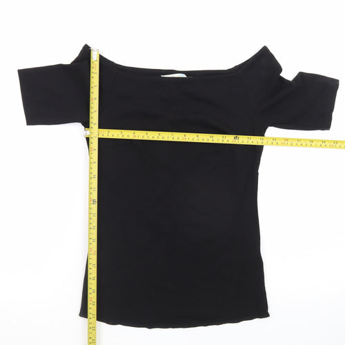 Boden Women's Black Off Shoulder Stretch Cotton Blouse UK 8