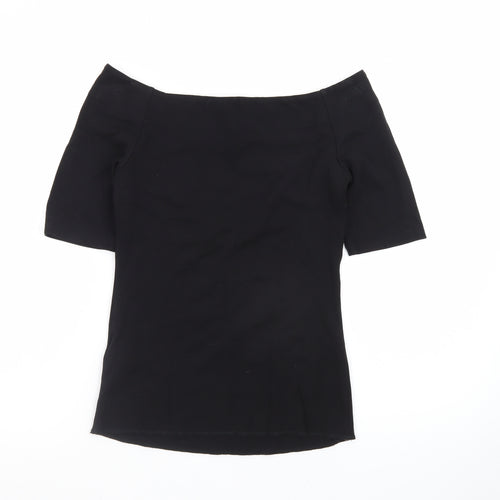 Boden Women's Black Off Shoulder Stretch Cotton Blouse UK 8