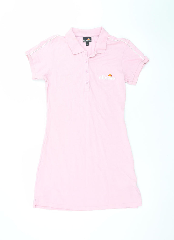 Ellesse Women's Pink Cotton Polo Shirt Dress UK 8 Casual Sportswear