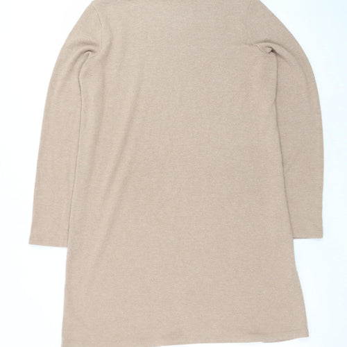 Zara Women Beige Knit Roll Neck Shift Dress Size 12