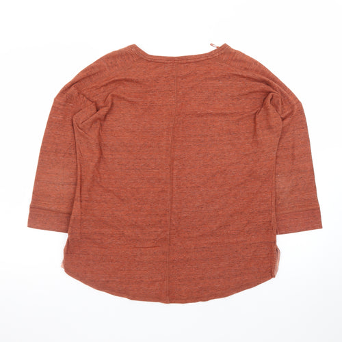 Next Women Brown V-Neck 3/4 Sleeve Cotton Blend Jersey T-Shirt Size 14