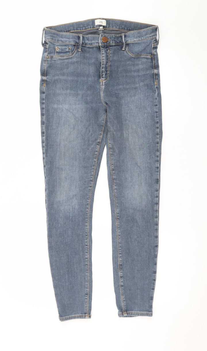 River Island Women Blue Skinny Jeans Size 14 Mid Rise Denim