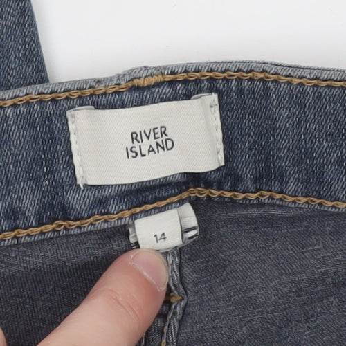 River Island Women Blue Skinny Jeans Size 14 Mid Rise Denim