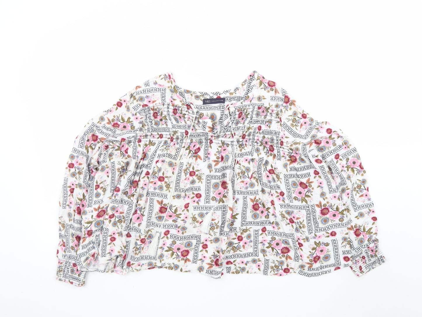 Marks and Spencer Women's Multicoloured Floral Bohemian Blouse Size 18