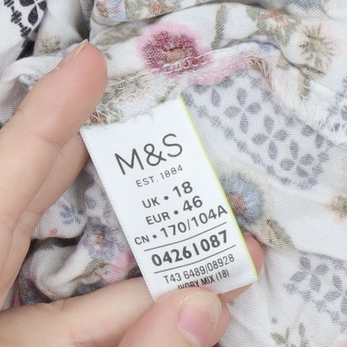 Marks and Spencer Women's Multicoloured Floral Bohemian Blouse Size 18
