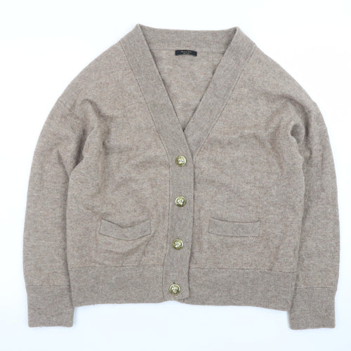 Massimo Dutti Women Beige Wool Cashmere V-Neck Cardigan M UK 12