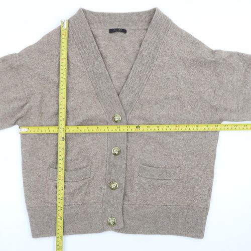 Massimo Dutti Women Beige Wool Cashmere V-Neck Cardigan M UK 12