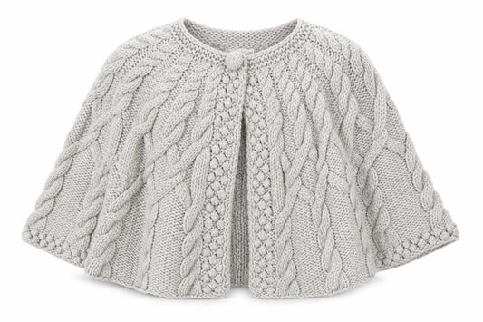 Front view of Marks & Spencer Women’s Grey Chunky-Knit Cape Jumper, size UK 16