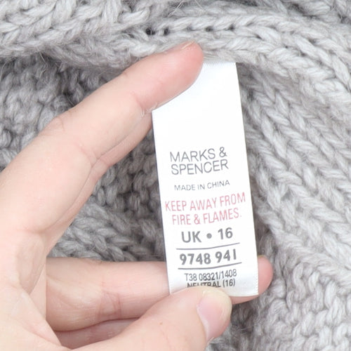 Marks and Spencer Women’s Grey Chunky-Knit Cape Jumper Size 16
