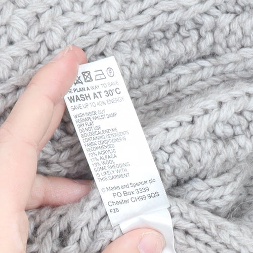 Marks and Spencer Women’s Grey Chunky-Knit Cape Jumper Size 16